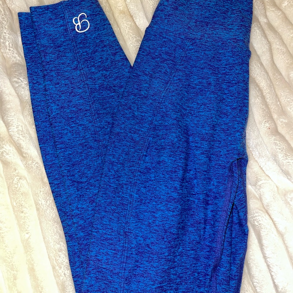 Bombshell Sportswear V Back Leggings Neon Blue Rave. SOLD OUT